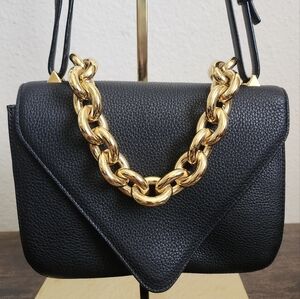 Bottega Veneta Calfskin Mount Envelope Bag Black Small